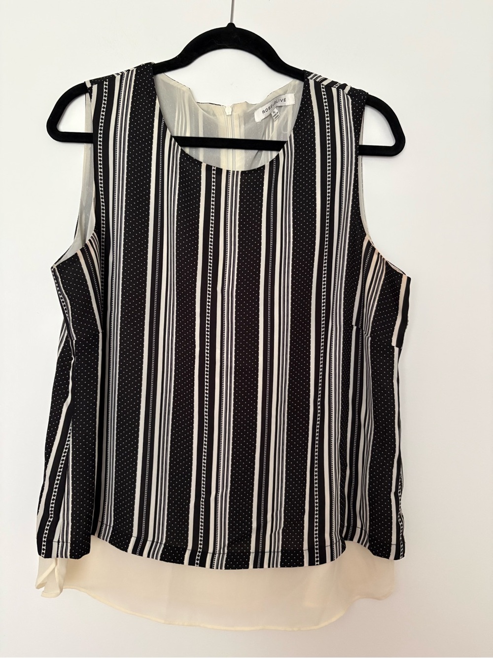 Rose & Olive Black and Cream Striped Sleeveless Camisole